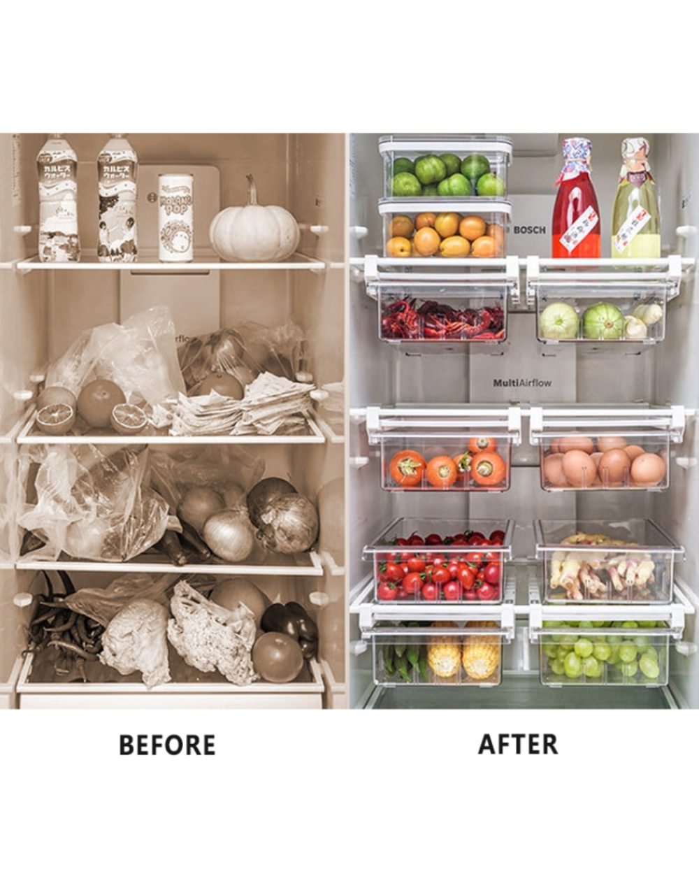 Kitchen Refrigerator Transparent Organizer Bin Storage Box Containers front-3