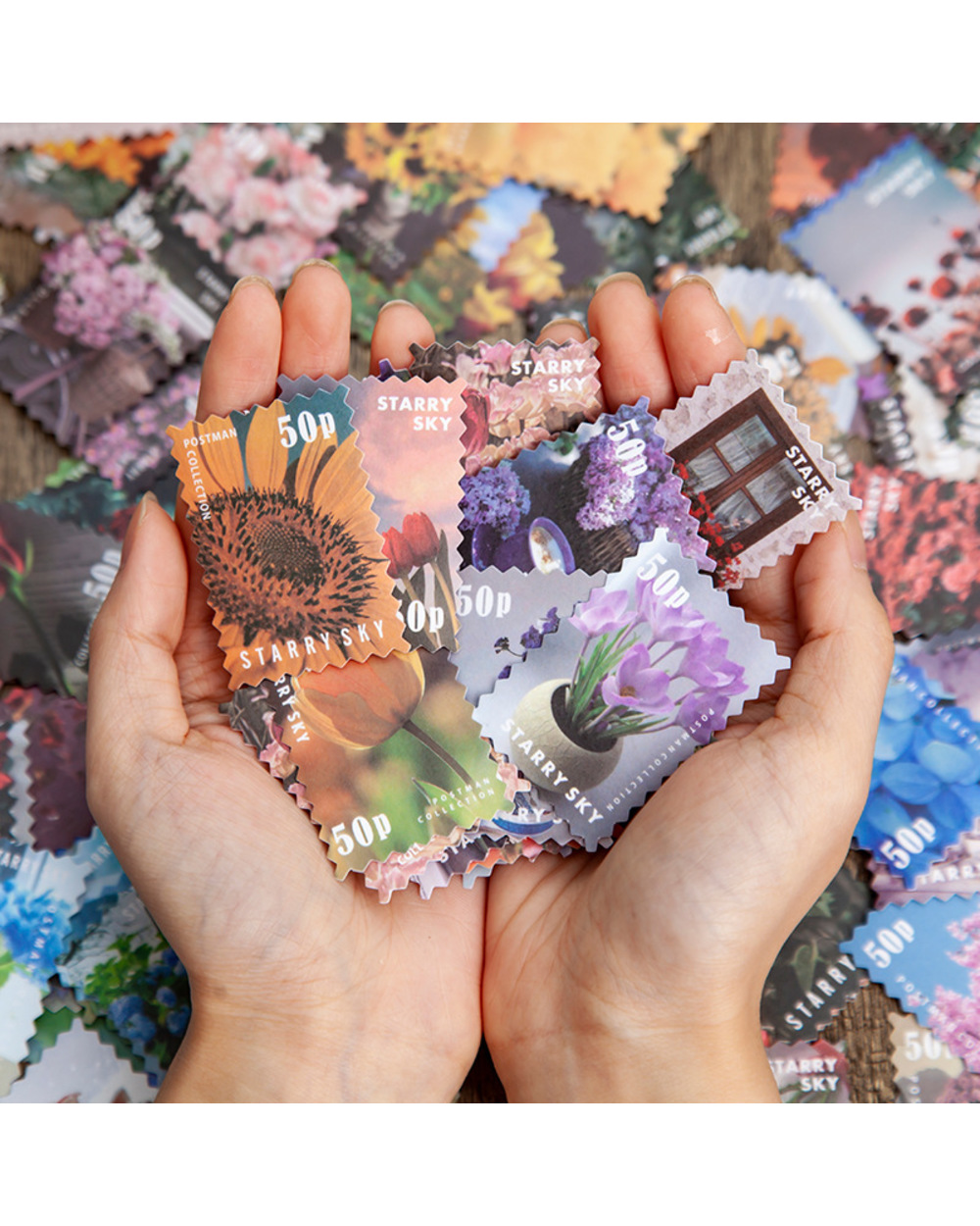 50 Pcs Four Seasons Garden Series Decorative Stickers Scrapbooking Diy Label Diary Stationery Album Journal Flower Stam front-3