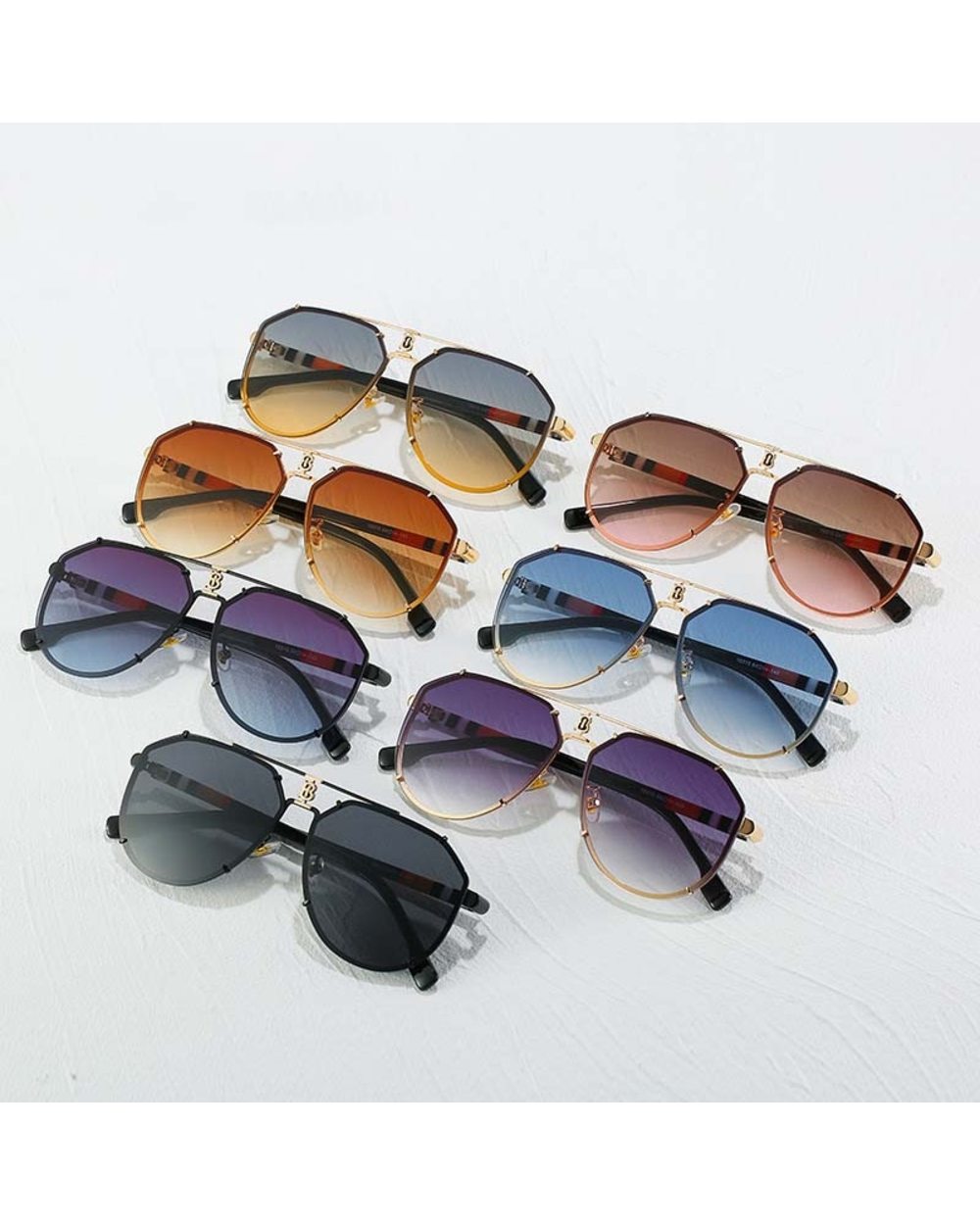 Hbk Punk Rimless Sunglasses Men Luxury Brand Steampunk Oval Frameless Sun Glasses For Male Metal Frame Stripe Legs Shad front-2
