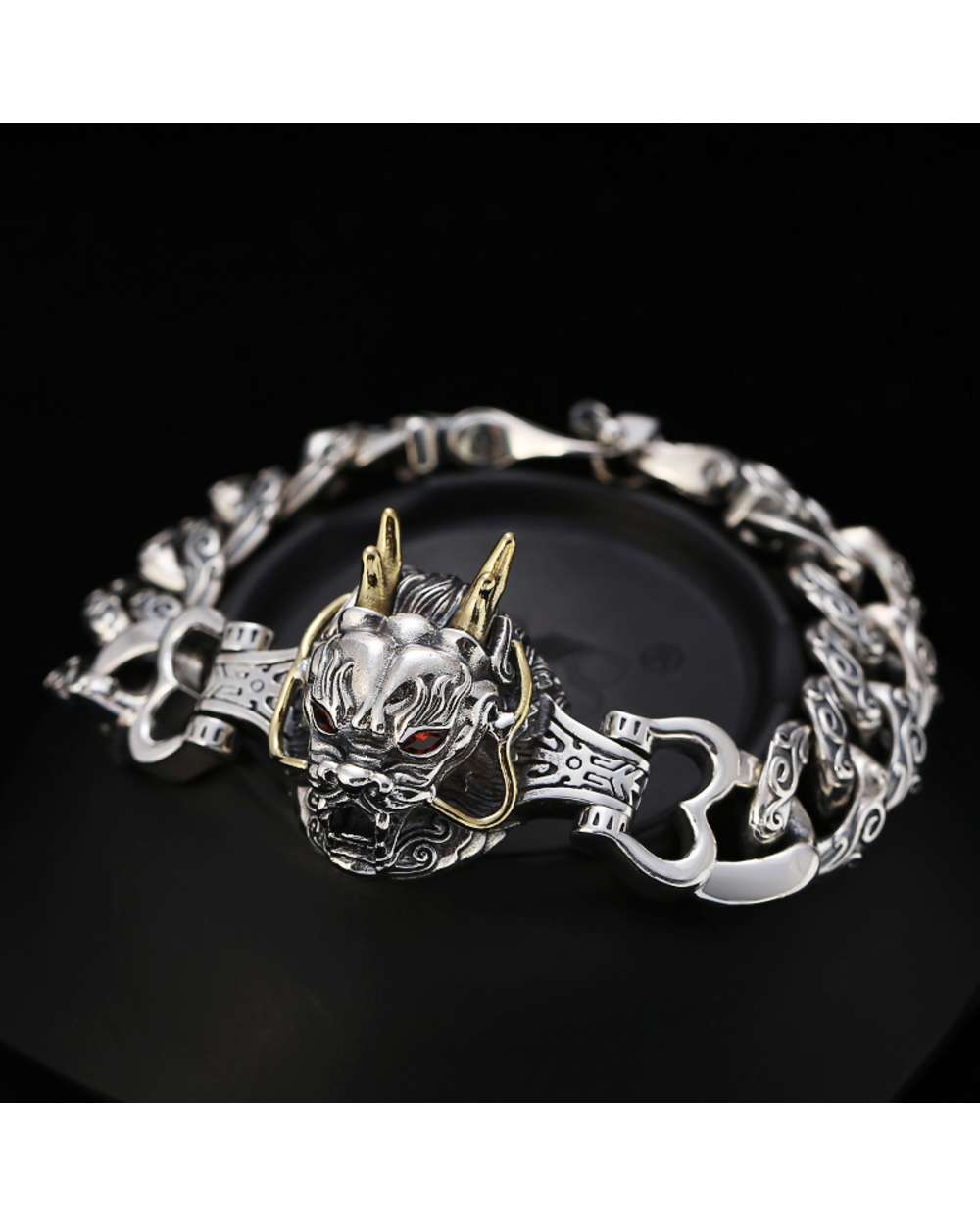 Retro Dragon Original Design Silver Jewelry Personality Domineering Heavy Industry Men Ring Chain Fashion Nine Days front-1