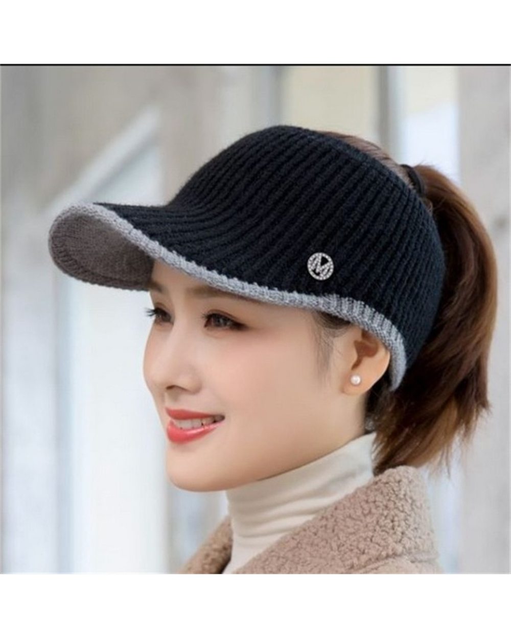 2021 Hats For Women Autumn Winter Sports Empty Top Caps Female Knitted Warm Baseball Cap Fashion Running Golf Sun Hat front-5