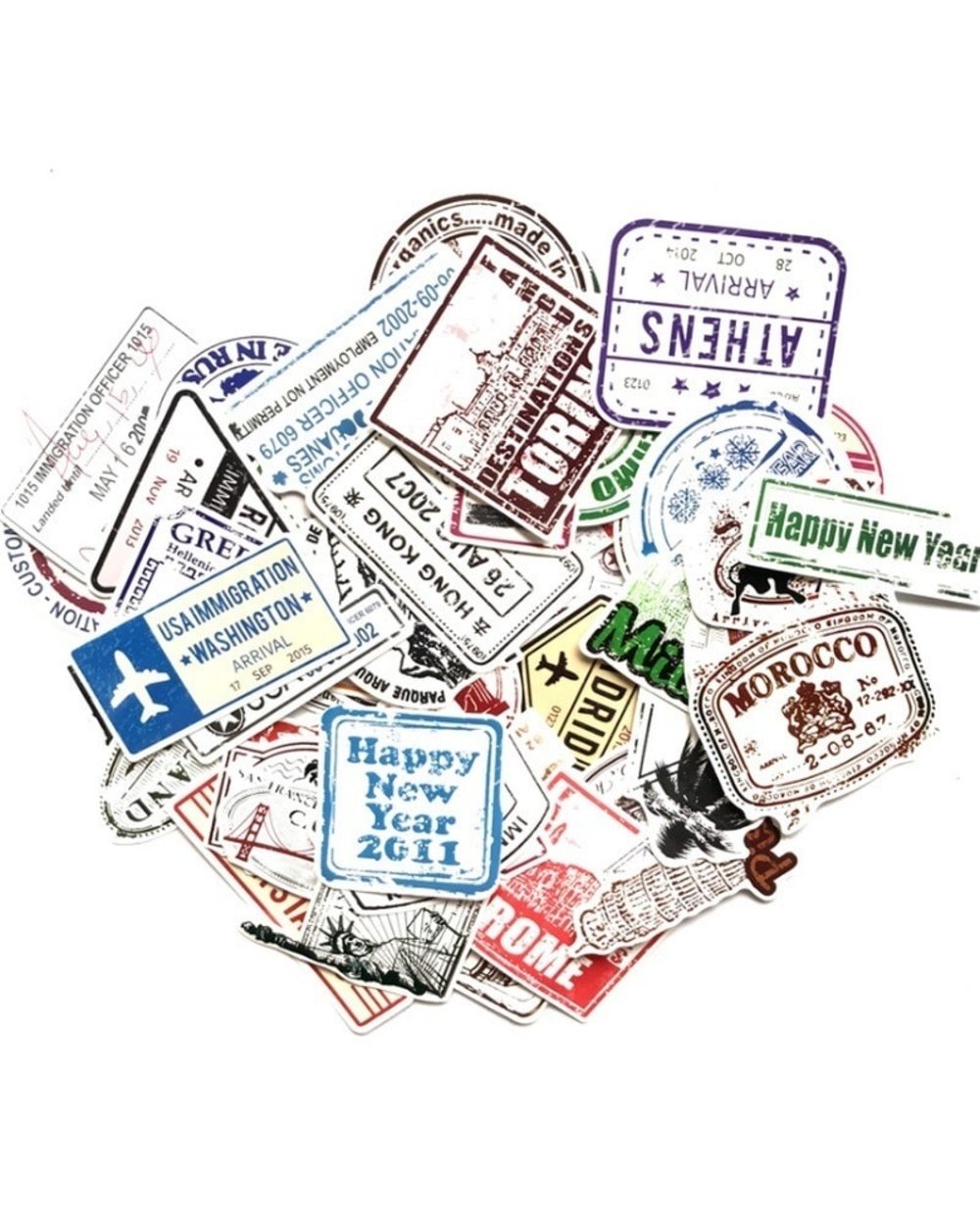 10/30/50PCS Creative Postmark Retro Letterhead Stamp Travel Notebook Personality Trolley Guitar Graffiti Stickers front-1