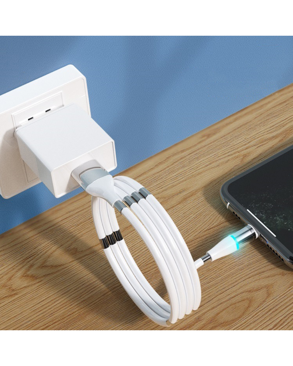 Magic Rope Magnetic Cable for iPhone X Android Type C Micro USB Magnetic Fast Charging Wire Automatically front-1
