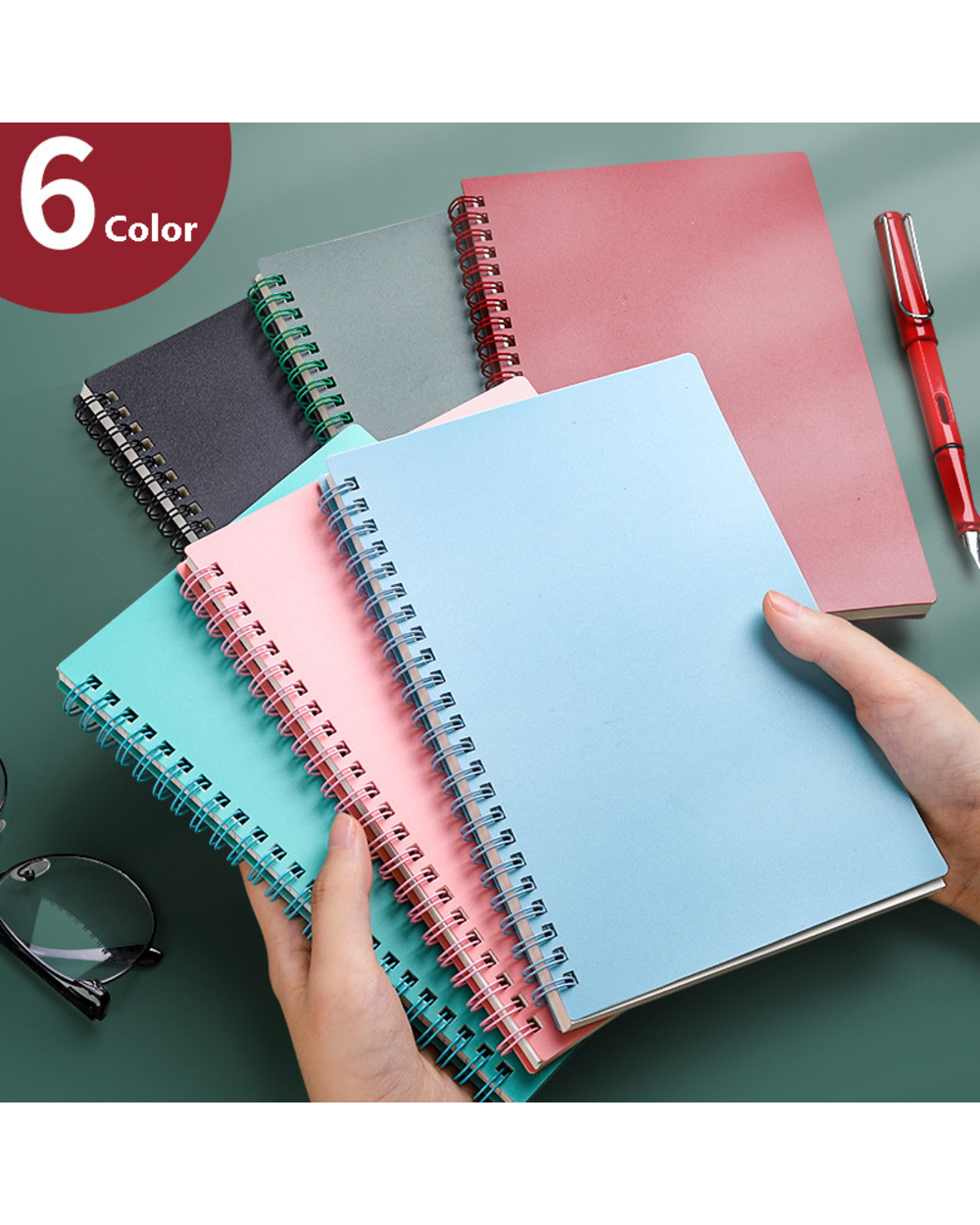 Morandi Coil Spiral A5 Diary Notebook Grid Paper Daily Weekly Planner Agenda Organizer Notepad School Office Supplies S front-1