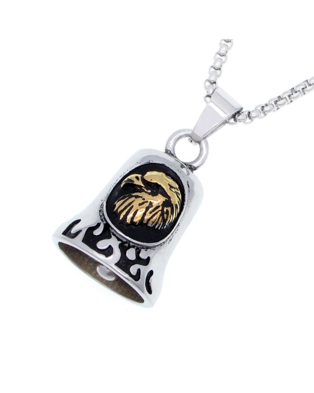 Vintage Cool Eagle Bell Pendant for Men Fashion Charm Necklace Biker Jewelry front-1