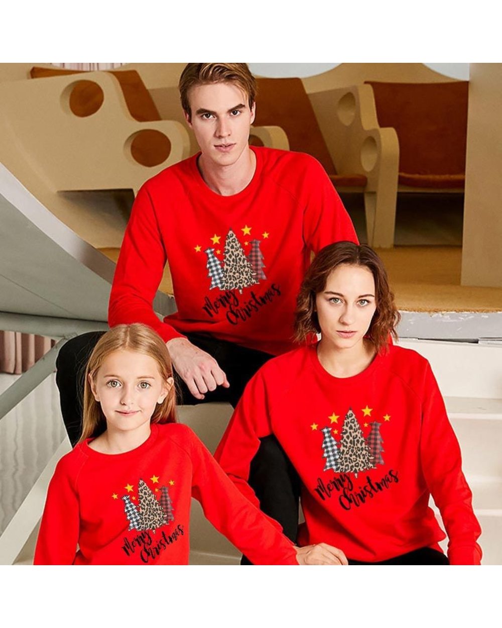 Family Matching Outfits 2021 Autumn Winter Christmas Tree Printed Sweater T Shirt Father Mother Kid Baby Home Clothes front-0