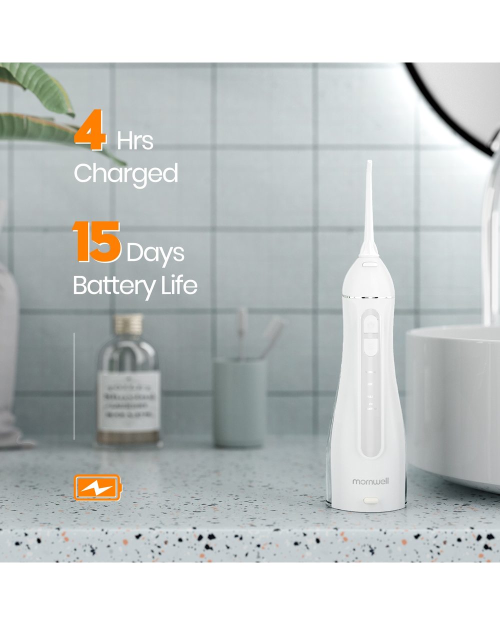 Mornwell Water Flosser Oral Irrigator Portable Dental Water Jet 4 Modes Water Thread For Dental Floss Teeth Whitening H front-3