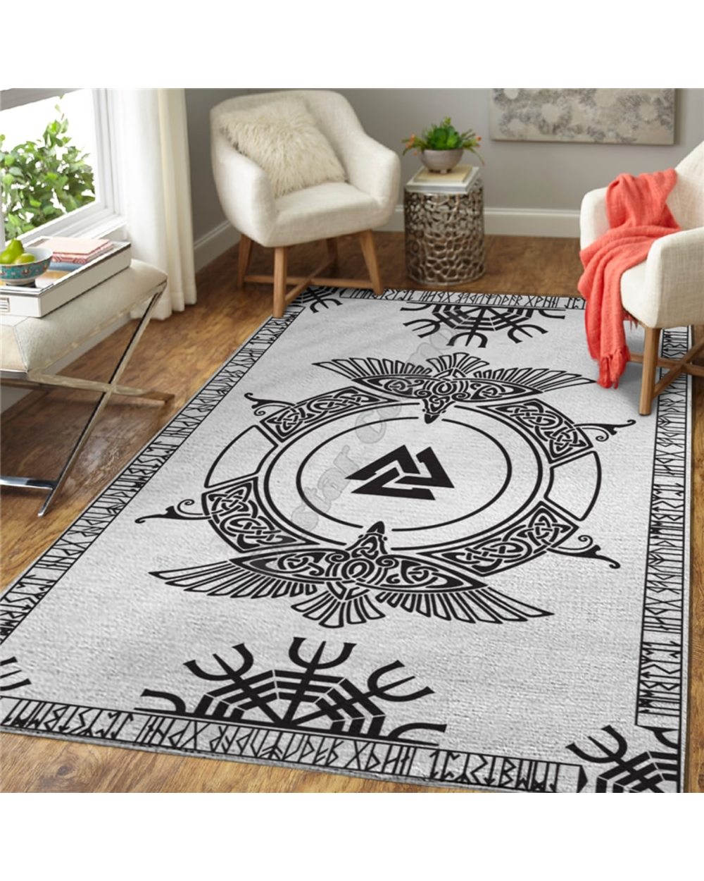 Viking Tattoo Rug 3D All Over Printed Carpet Mat Living Room Flannel Bedroom front-1