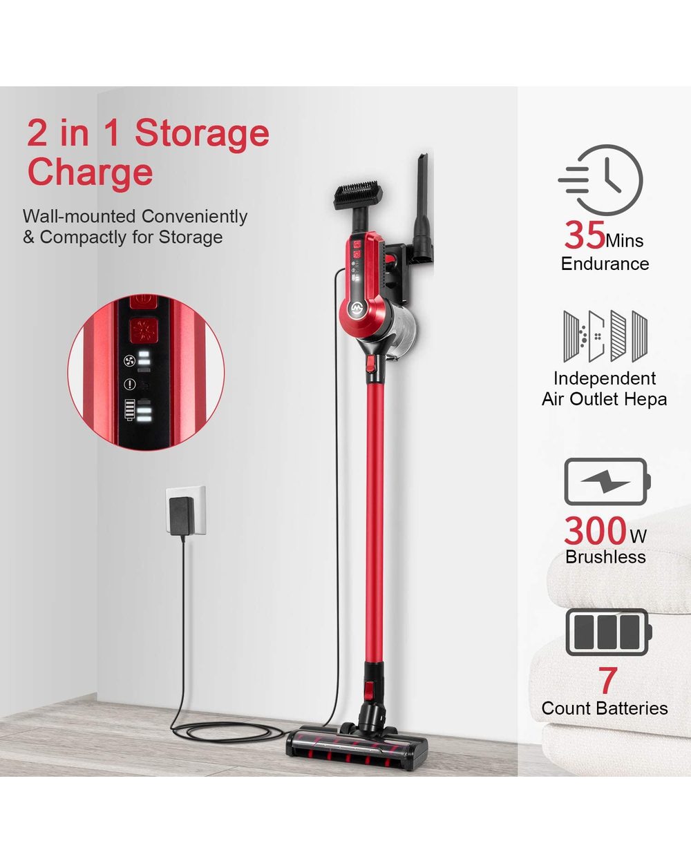 7 Day Delivery MOOSOO K23 Cordless Vacuum Cleaner 23kpa Suction HEPA