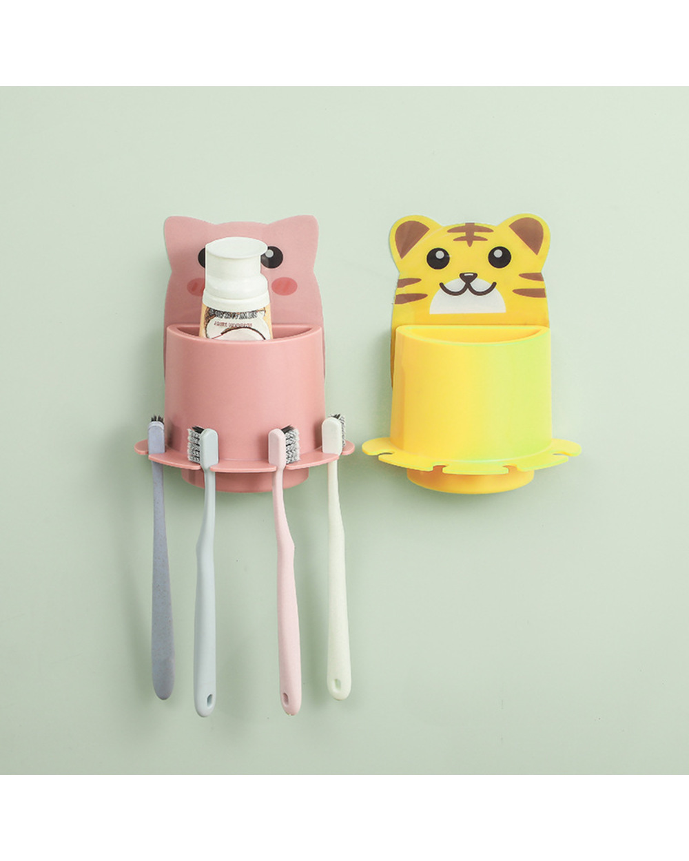 Cartoon Animal Toothbrush Holder Wall Mounted Antibacterial Tooth Brush Storage Rack Bathroom Organizer front-4