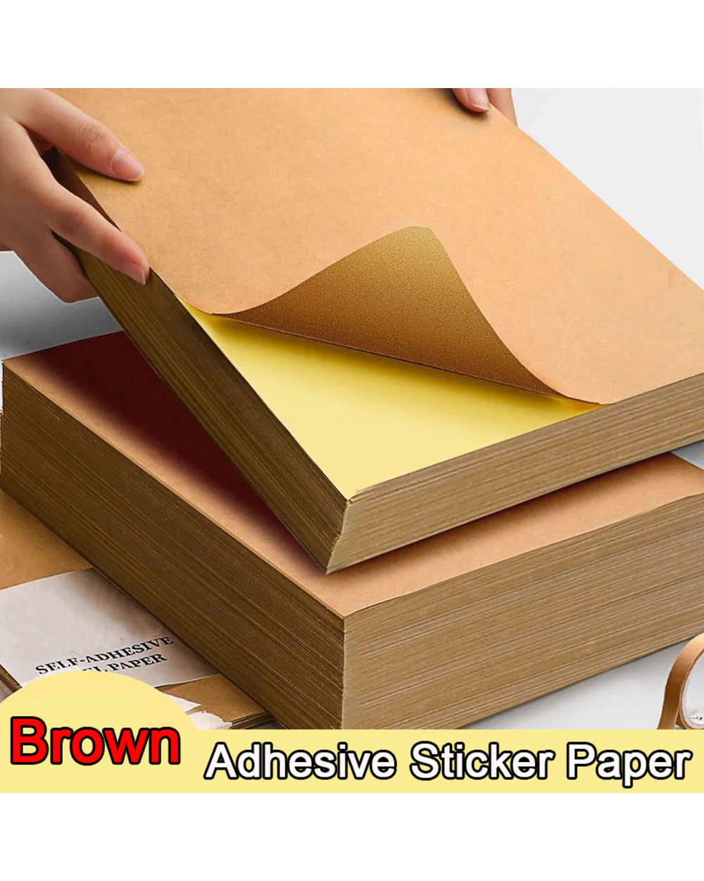 A4 A5 Brown Self-Adhesive Sticker Paper Kraft Adhesive Label For Inkjet And Laser Printer 80Grams front-0
