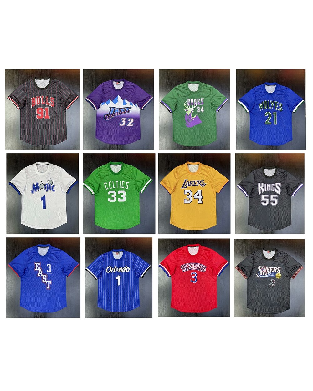 2021 NEW Retro T-shirt Basketball shirt Breathable Net hole T-shirt Basketball team print T-shirt Magic king utah jazz front-1