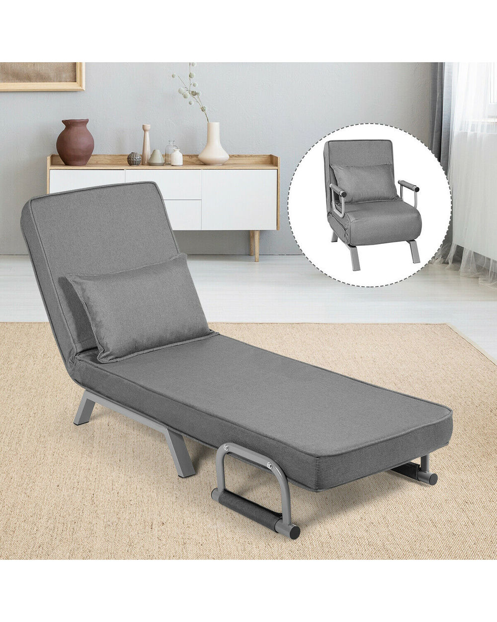 5 Position Convertible Sleeper Bed Folding Design Lounge Couch front-0