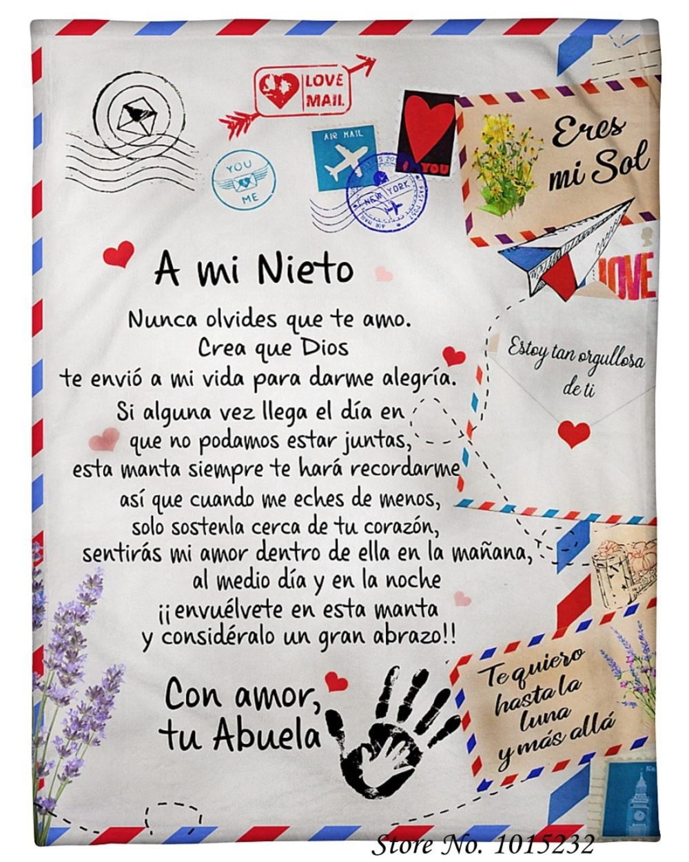 Letter A mi Nieto Spanish Version Premium Fleece Sherpa Blanket Flannel Blankets front-0