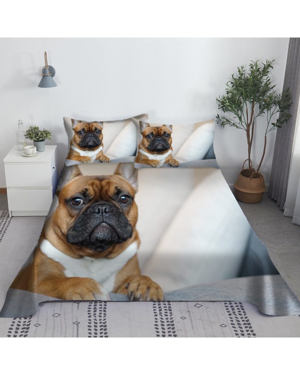 German Shepherd Animal Dogs Polyester Bed Flat Sheet With Pillowcase Bedding front-2