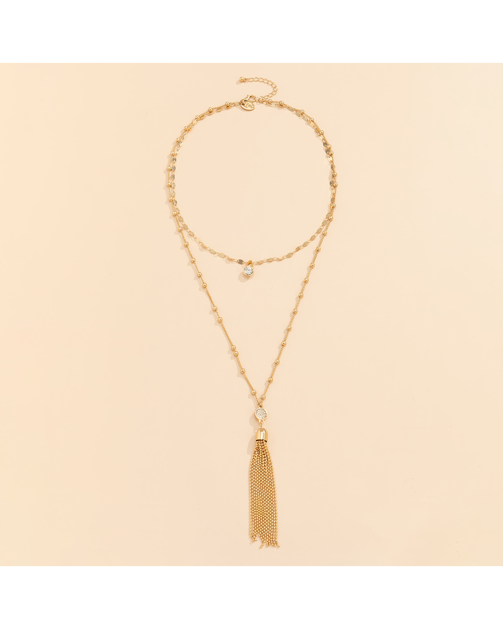Metal Chain Tassel Pendant Necklace front-2