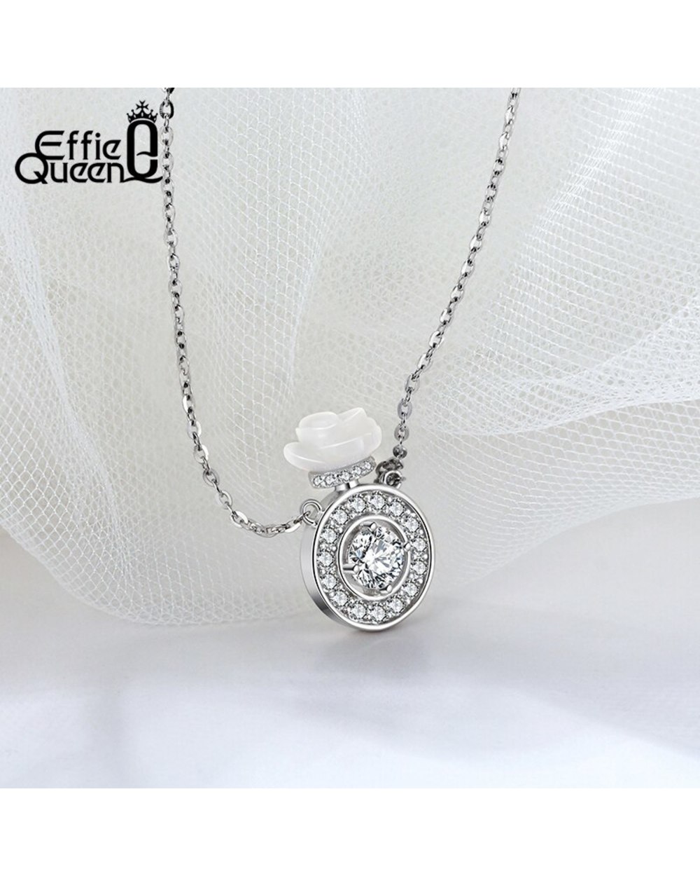 To My Mommy Gift Necklace with A White Rose Perfume Bottle Pendant for Mother Present front-2