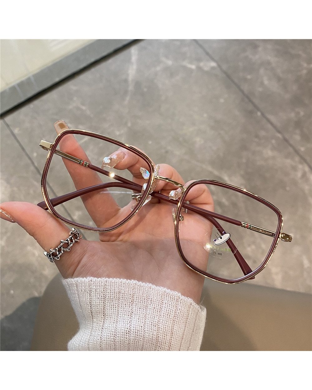 Myopia Glasses Blue Light Resistant Large Frame Glasses Fashion Leopard Girl Transparent Glasses Korean Style Myopia Gl front-4