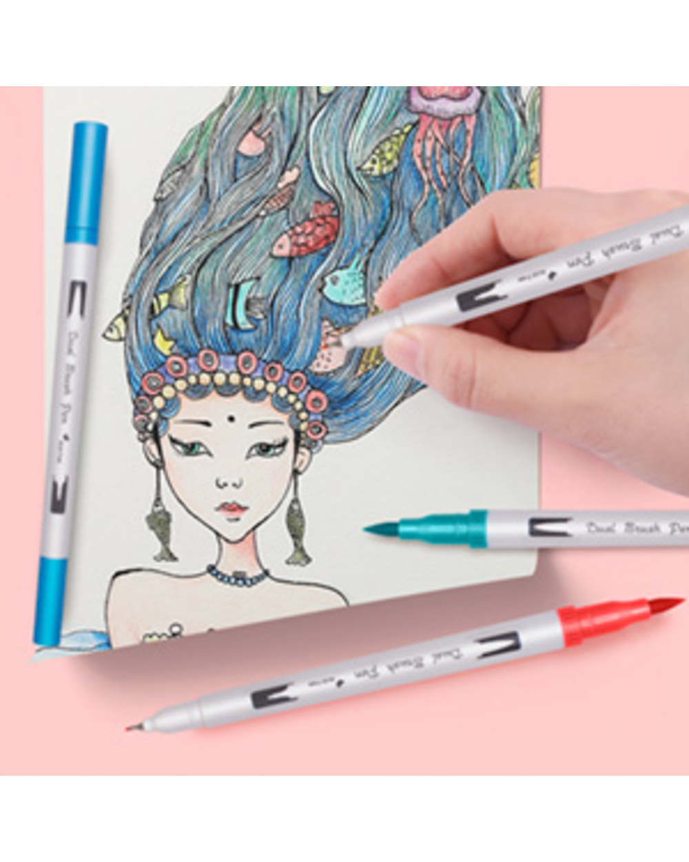 Up To132 Colors Felt Tip Pens Watercolour Marker Pens Watercolour Brush Pens Dual Tips With Fineliner Art Markers front-1