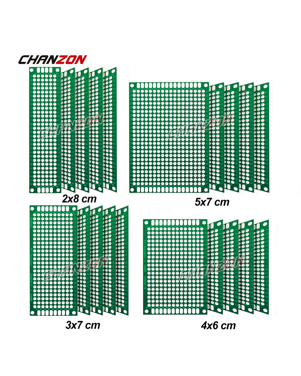20 Pcs Double Sided Pcb Board ( 2X8 3X7 4X6 5X7 ) Tinned Fr4 Prototype Kit Printed Universal Circuit Perfboard For Diy front-0