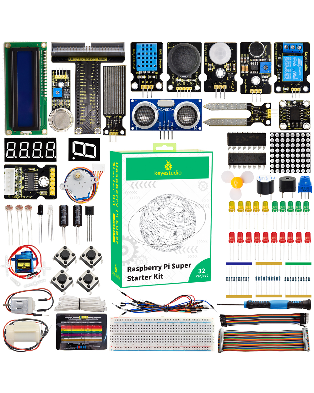 New Keyestudio Raspberry Pi 4B Basic/Super Starter Kit For Raspberry Pi 4 Diy Complete Kit Python Programming Kit(No Rp front-0