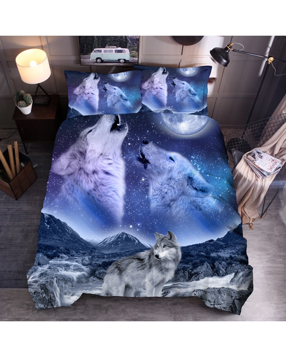 LOVINSUNSHINE 3D Wolf Bedding Set King Queen Duvet Cover Sets Comforter Bedding Sets front-0