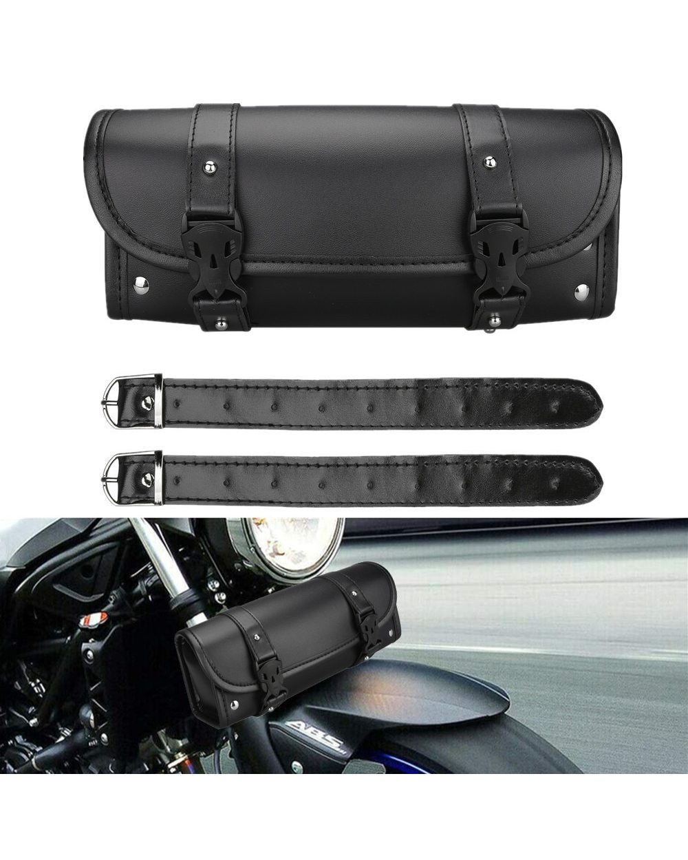Motorcycle Bag Saddlebags PU Leather front-0