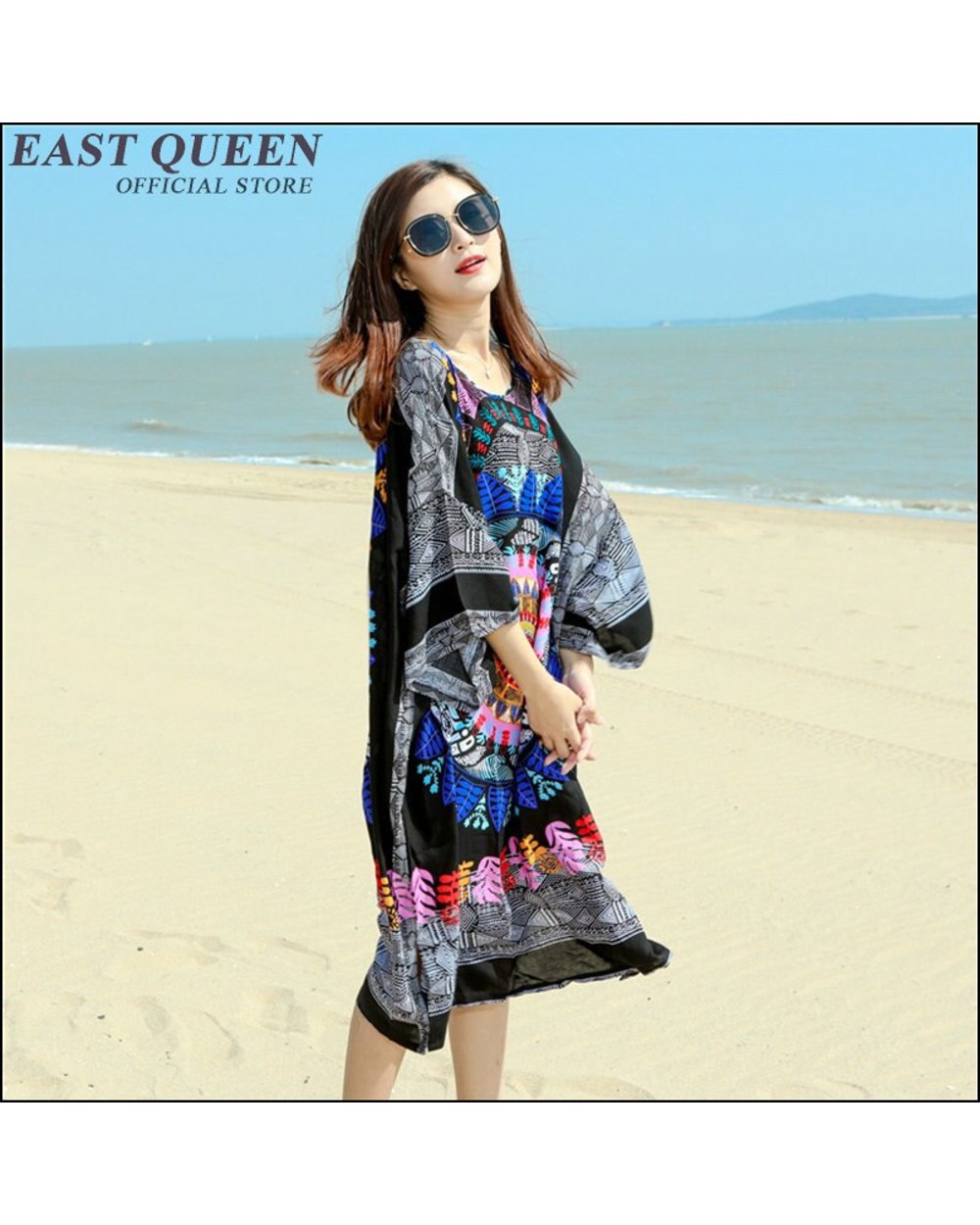 Boho chic mexican dress hippie ethnic style dress front-4
