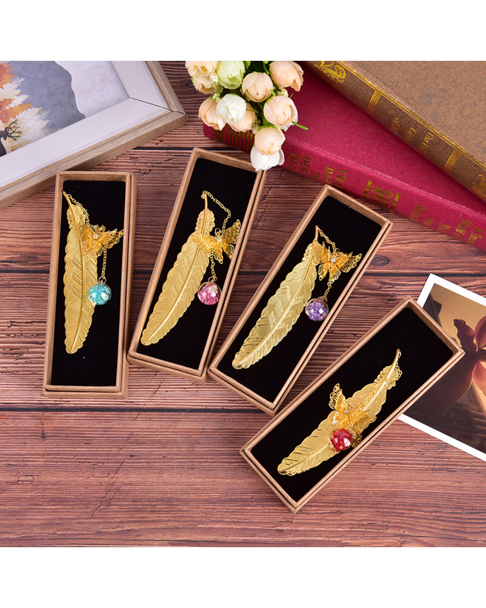 1Pc Retro Vintage Bookmark Design Of Feather/Butterfly Creative Metal Bookmarks Promotional Gift Stationery Film Book M front-1