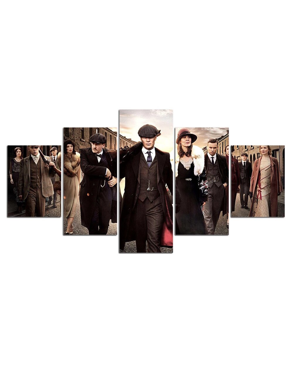Gangster Character Line Up Picture Print Movie 5 Panel Canvas Art Wall Decor front-2