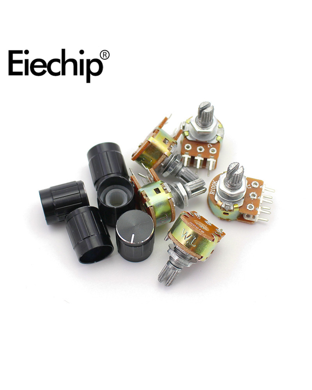 5 Sets Wh148 Linear Taper Rotary Potentiometer With Alloy Knob Cap Kit 15Mm 6 Pin B1k 2K 5K 10K 20K 50K 100K 250K 500K front-2