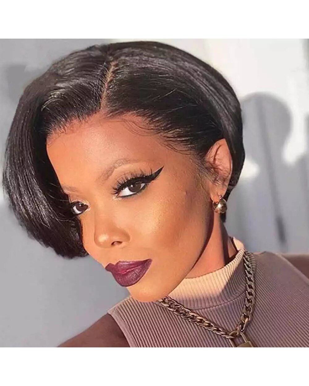 Short Pixie Lace Wigs Pixie Cut Wig Straight Brazilian Remy Hair 150 Density Machine Made Human Hair Wigs For Women front-2