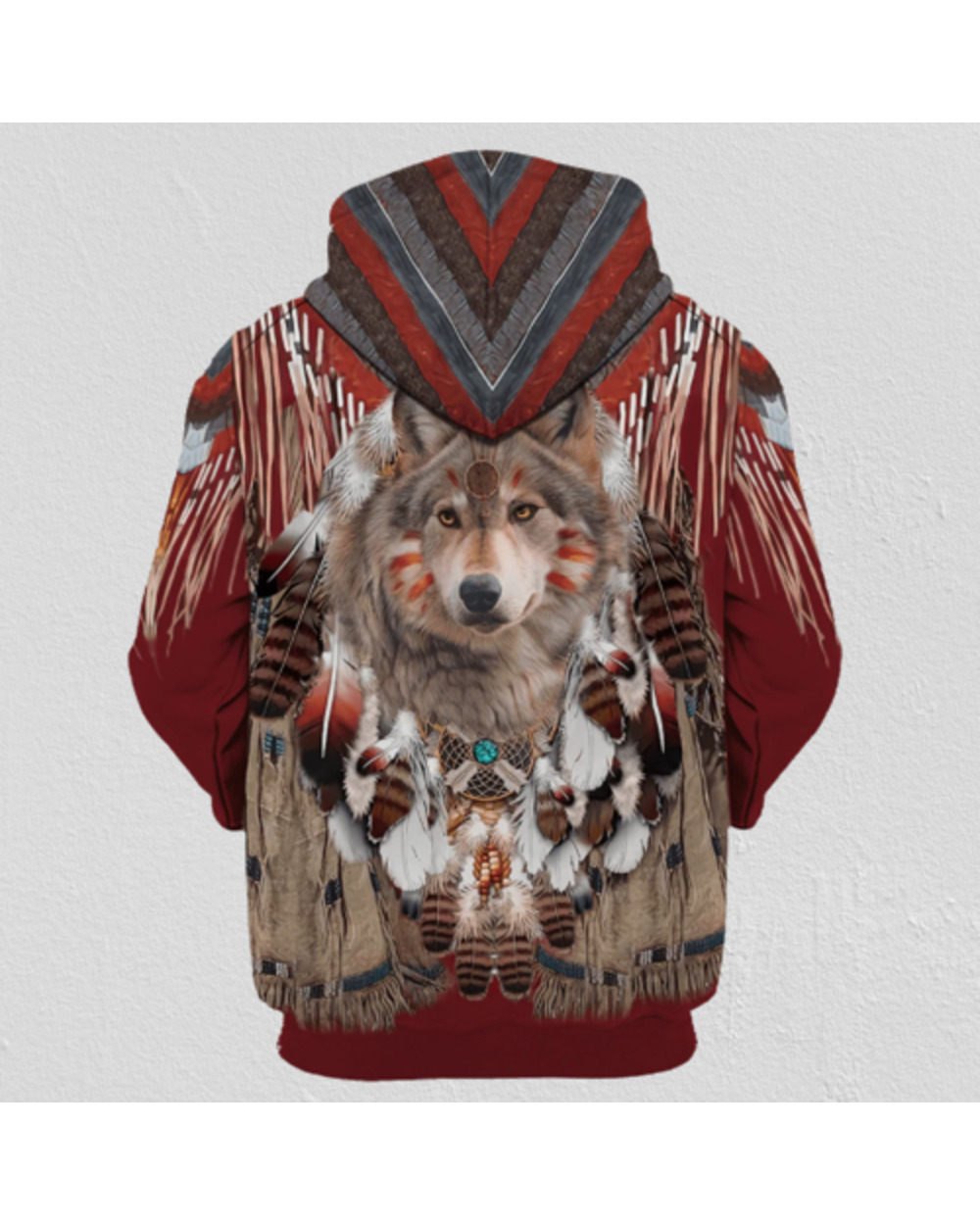 Beautiful Tribal Native Wolf 3D All Over Printed Men Hoodie Autumn Unisex Sweatshirt Zip Pullover Casual Streetwear VG06 front-1