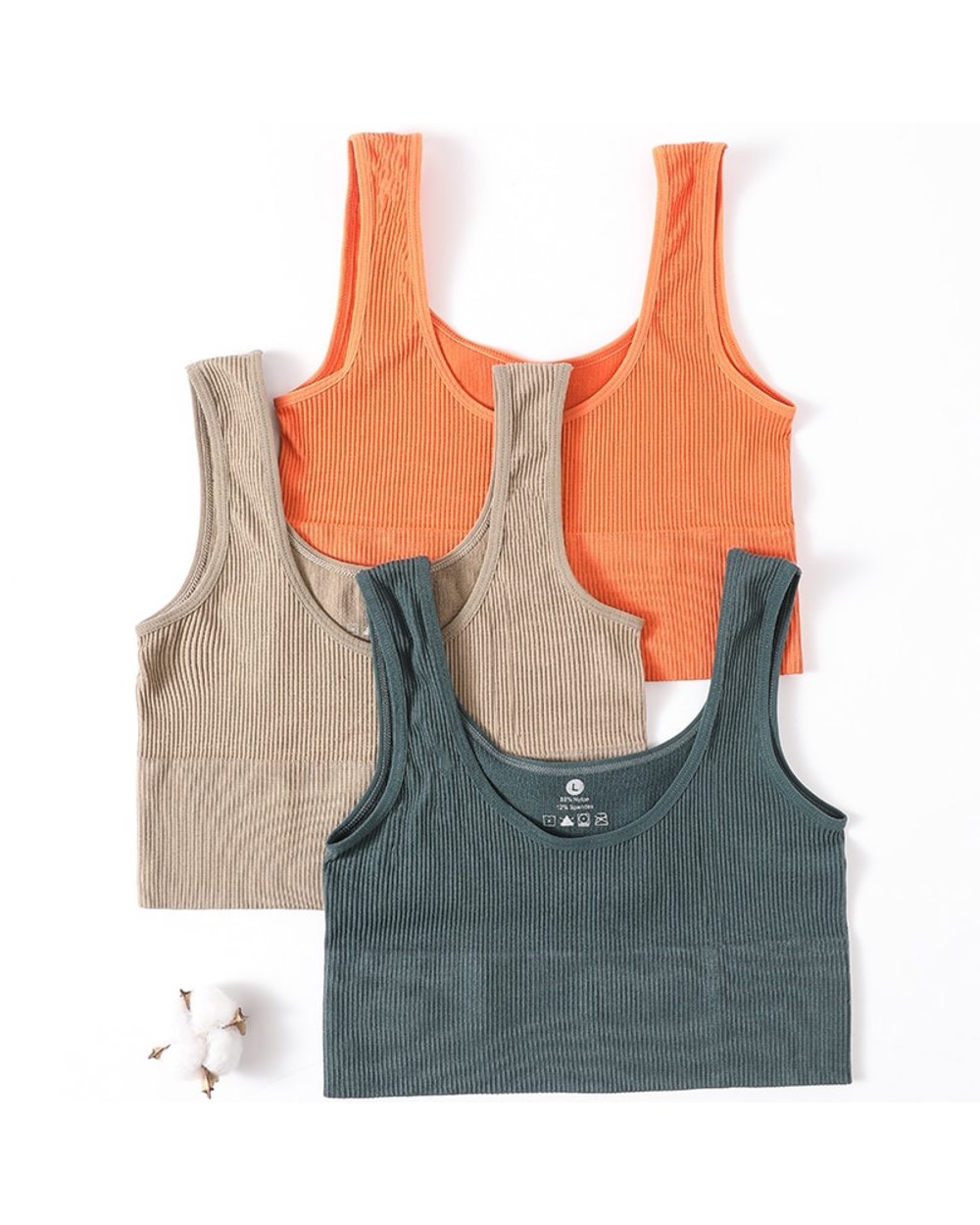 Women Summer Tank Top Female Crop Tops Cami Seamless Underwear Scoop Neck Ribbed Sexy Lingerie front-0