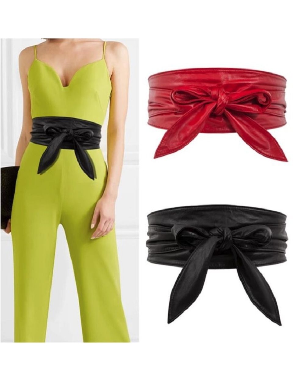 Zly 2021 Women Lace Up Belt New Bowknot Belts Longer Wide Bind Waistband Ties Bow Ladies Dress Decoration Fashion Pu Me front-2