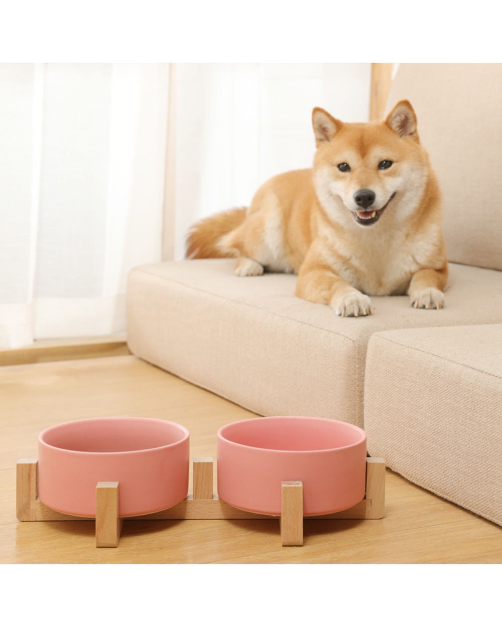 Dog Bowl Ceramic Pet Food Bowl Cat Water Food Bowls With Wood Stand No Spill Large Feeder Dish Feeding Puppy Bowls Pet front-5