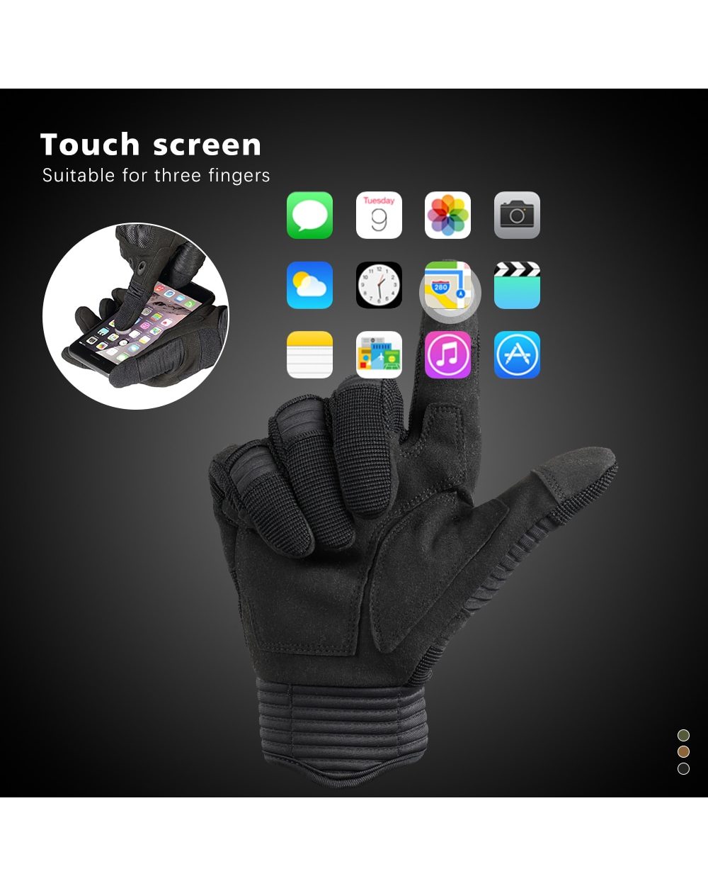 Touch Screen Tactical Full Finger Gloves Military Paintball Shooting Airsoft Combat Work Driving Riding Hunting Gloves front-4