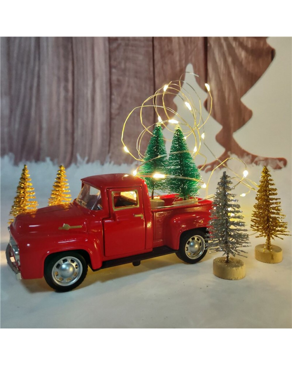 1pcs Red Metal Vintage Truck Christmas Gift for Kids Christmas Tree Ornaments Home Decoration 2022 Navidad New Year Gift front-1