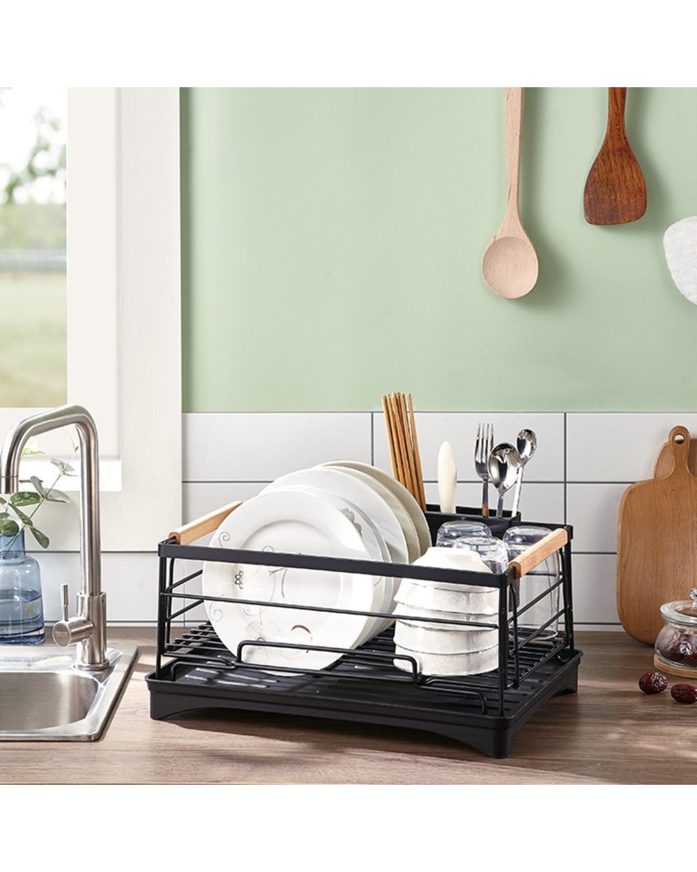 Kitchen Dish Drainer Storage Rack front-3