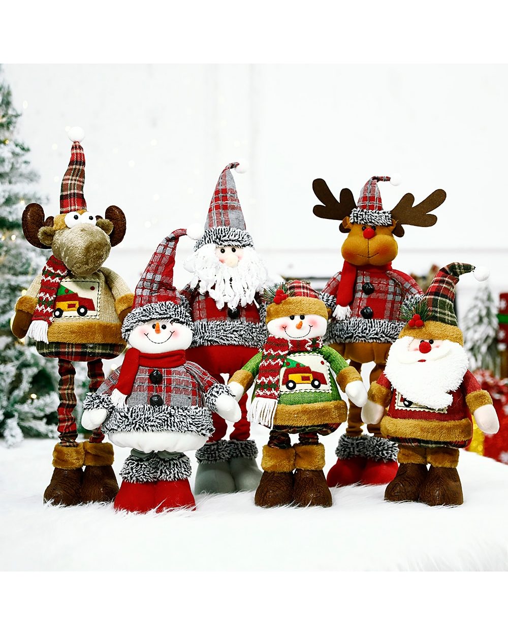 Stretch Leg Christmas Doll Extendable Standing Ornaments Navidad New Year Gift Xmas Tree Decor Retractable Santa Claus front-0
