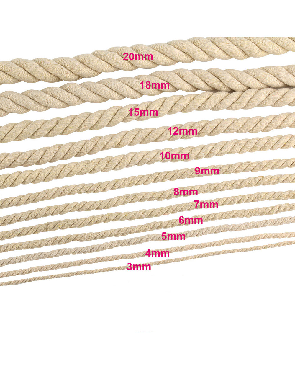 1-25M Natural Cotton Twisted Rope 1.5-20Mm Macrame Cotton Cord Twine String Diy Craft Knitting Christmas Wedding Decor front-1