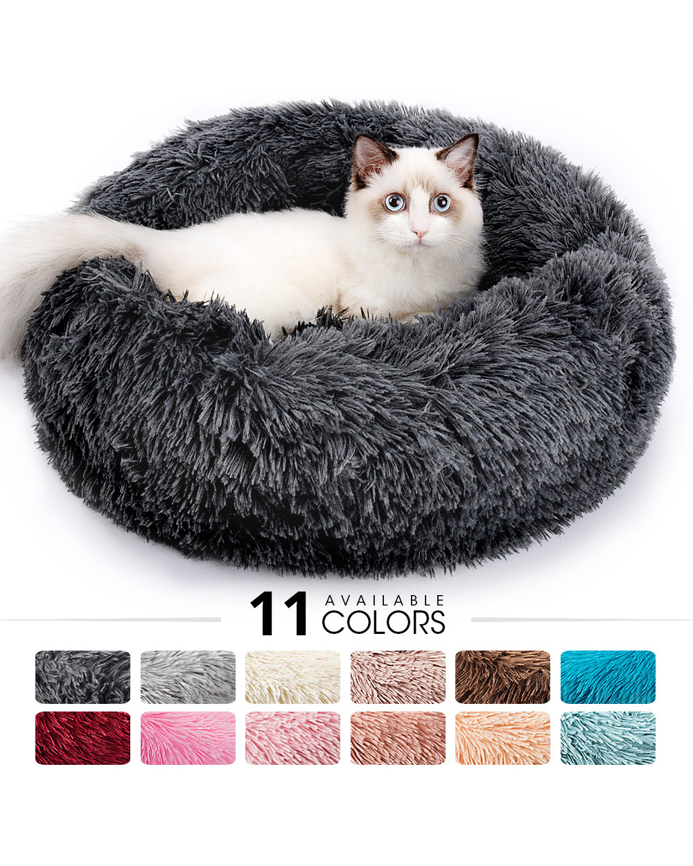 Ragdoll Cat Bed House Long Plush Pet Bed For Cats Cushion For Dogs Mat Warm Pet Home Washable front-0