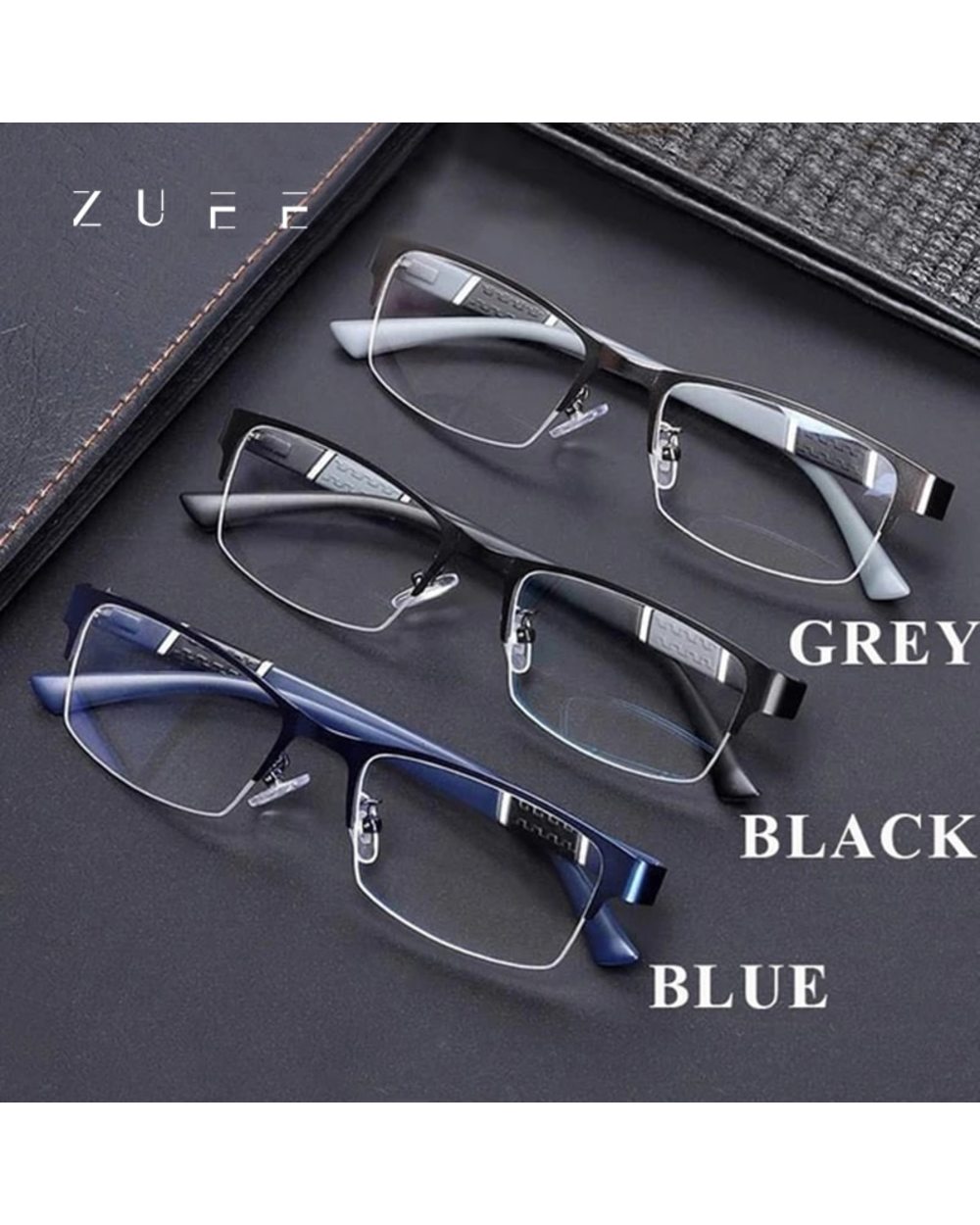 Zuee Metal Frame Anti-Blue Light Reading Glasses Anti-Radiation Fatigue Reading Unisex High Quality Half Frame Diopter front-0