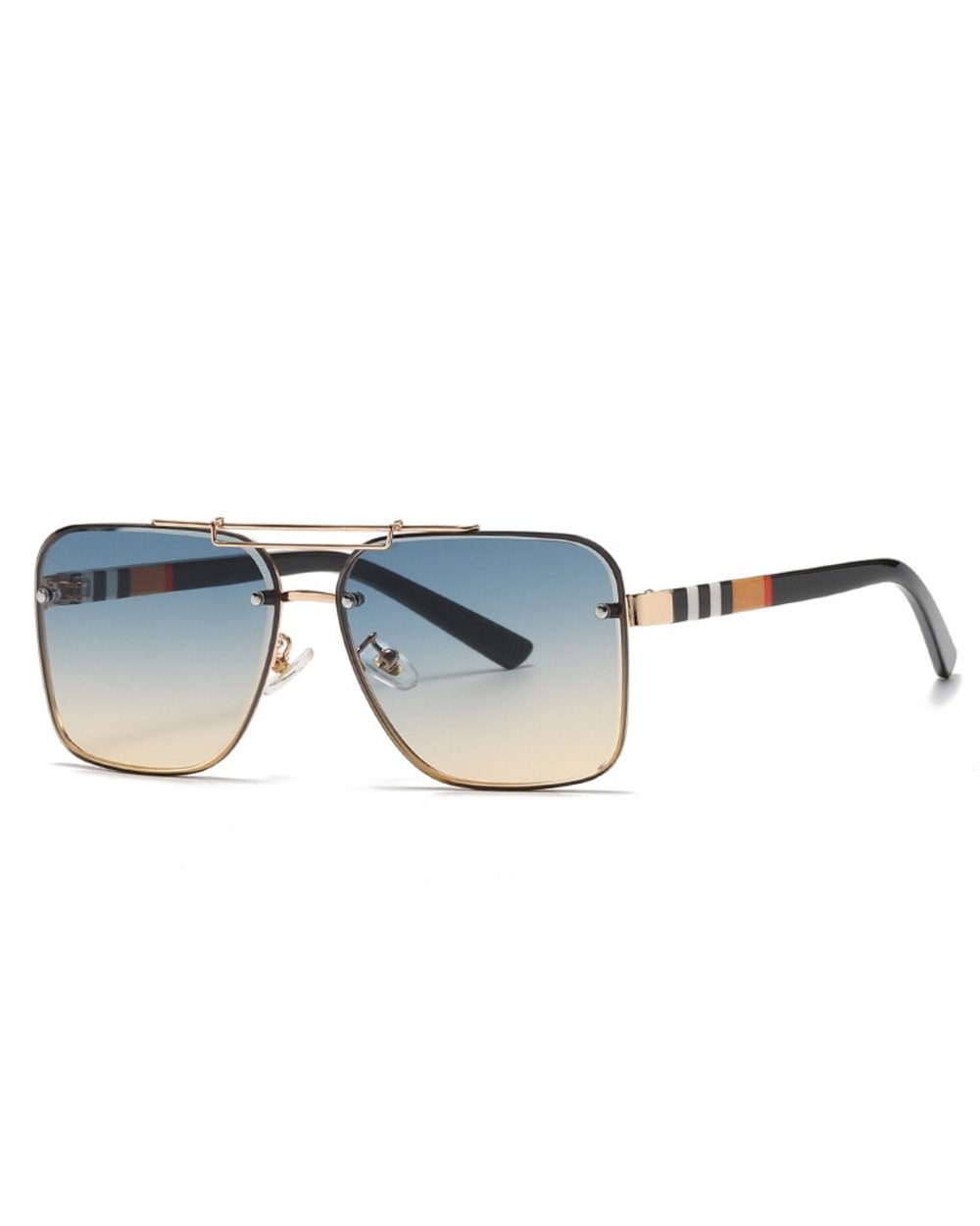 Hbk Punk Rimless Sunglasses Men Luxury Brand Steampunk Oval Frameless Sun Glasses For Male Metal Frame Stripe Legs Shad front-3