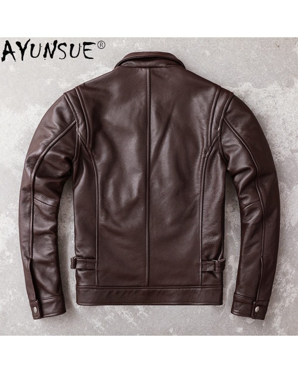 Men's Genuine Cowhide Leather Jacket 5XL Short Casual Autumn Coat Mens Ropa De Hombre front-1