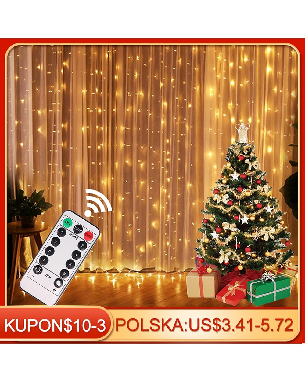 Christmas Lights Curtain New Year 2022 front-0