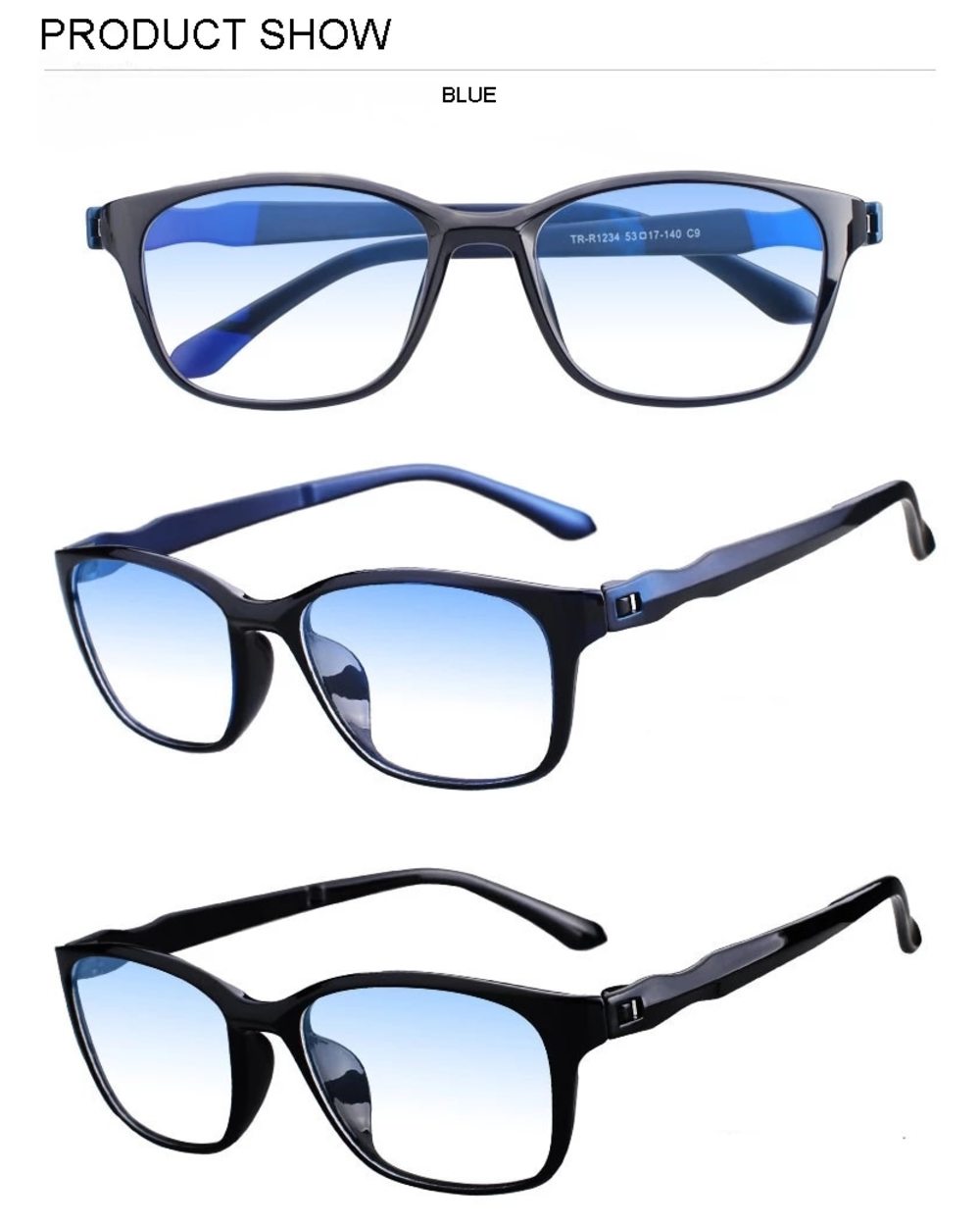 Begreat Anti-Blue Glasses Tr90 Anti-Fatigue Computer Eyewear Frame For Men Women Grade Glasse Eyeglasses front-5