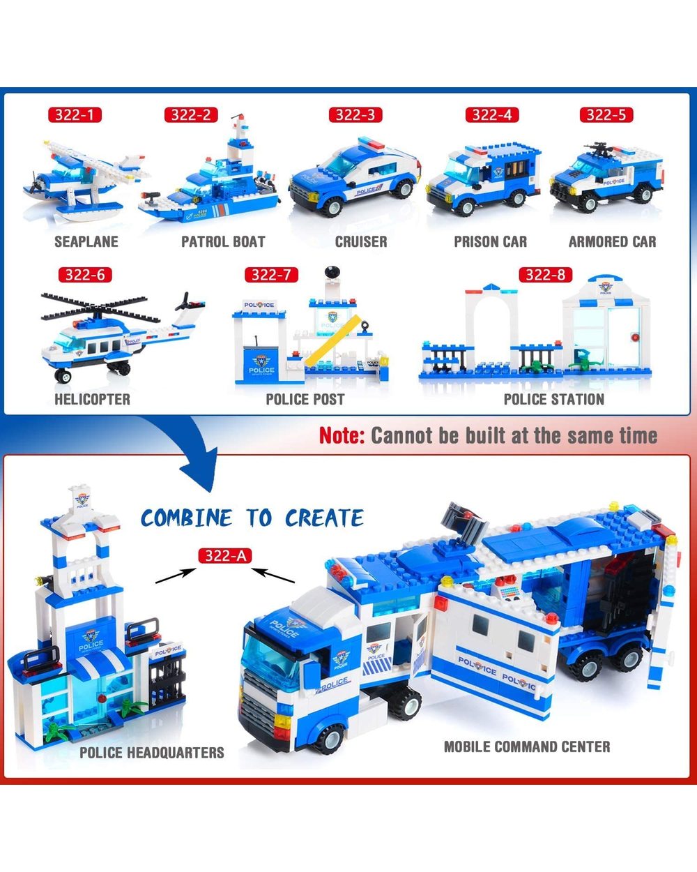 City Police Car Building Blocks Compatible SWAT Cop Car Truck Helicopter Bricks Friends STEM Toys for Children Boys front-1