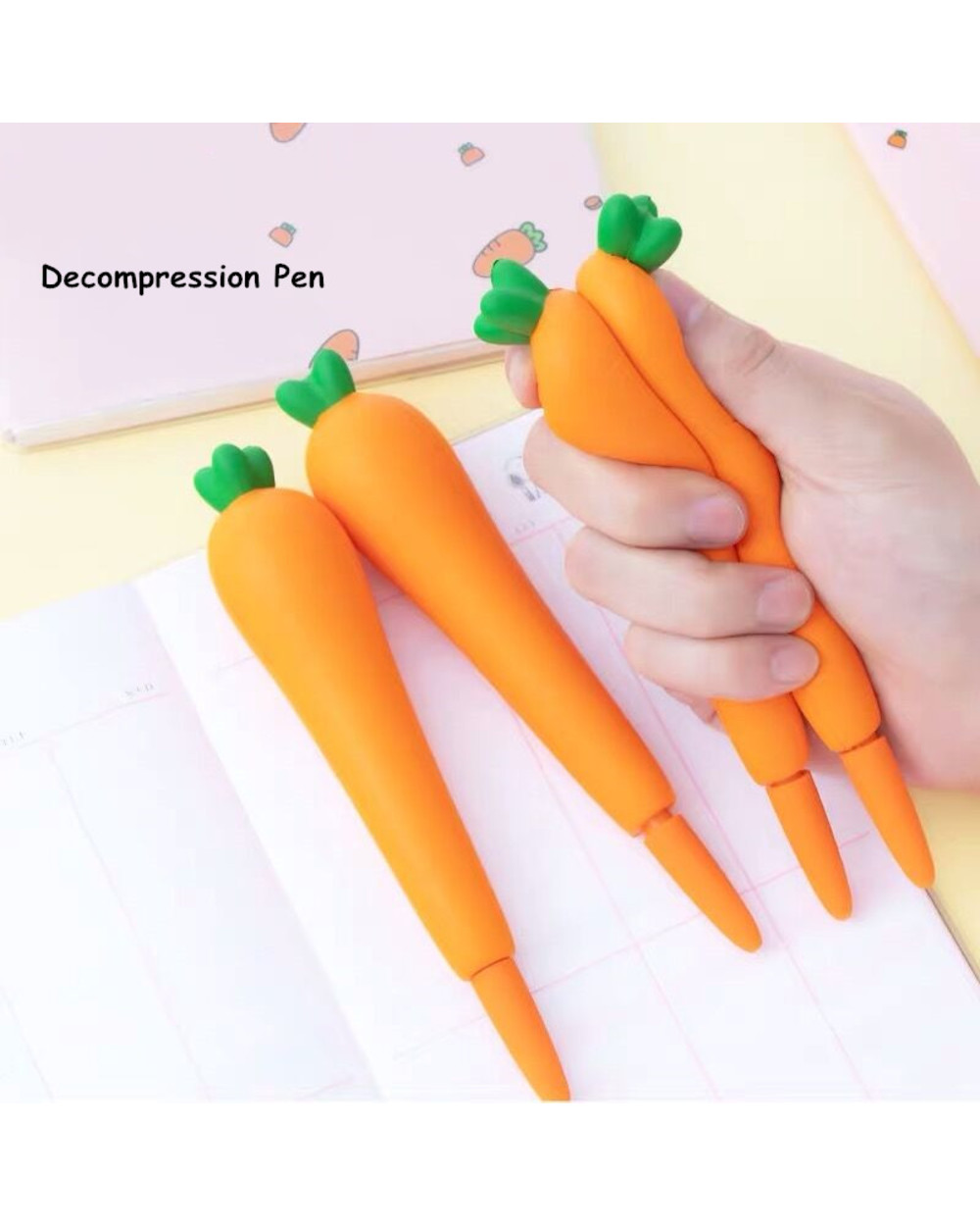 Sharkbang Creative Carrot Series Silicone Soft Pencil Case Penholder Organizer Bag Kawaii Stationery Set Kids Birthday front-3