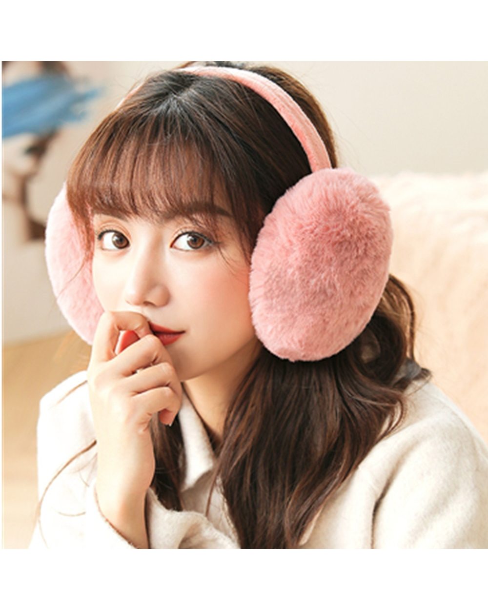 New Bow Plush Earmuffs For Women Velvet Thickened Winter Warmer Removable Washable Foldable Cute Cat Ears Fluffy Soft E front-2